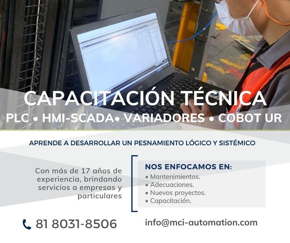 Capacitación en automatización industrial sobre PLC, HMI, variadores, SCADA y cobots