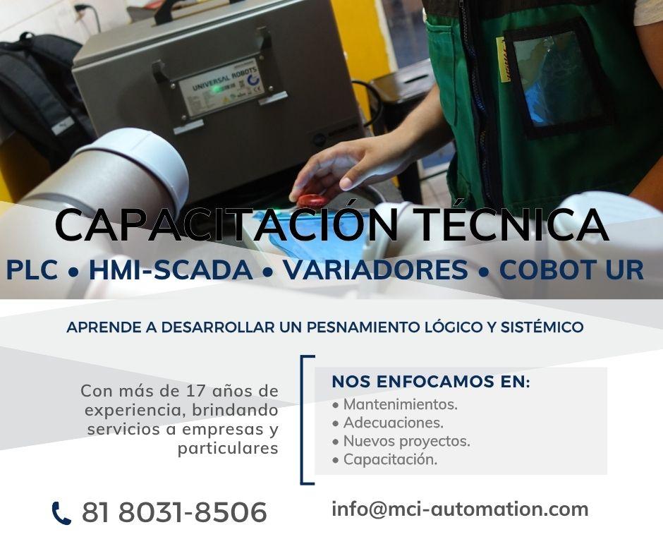 Formación técnica industrial en PLC, HMI, variadores, SCADA y cobots para personal de planta