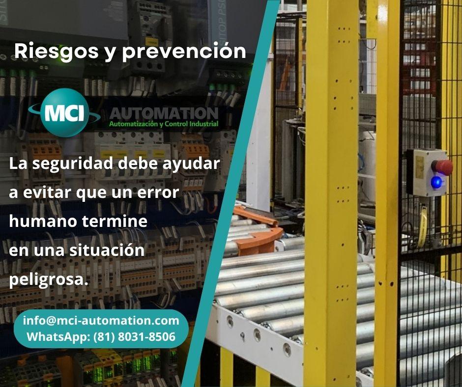 Sistema de seguridad para una máquina industrial con paro de emergencia, sensores, enclavamientos y dispositivos de protección para operadores.