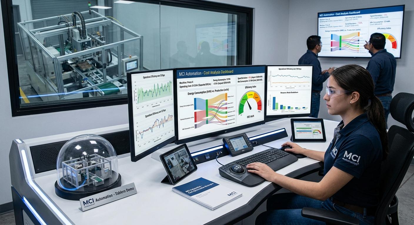 Integramos sistemas de monitoreo remoto para consultar estados y variables de máquinas industriales mediante PLC, HMI, SCADA y redes de comunicación.