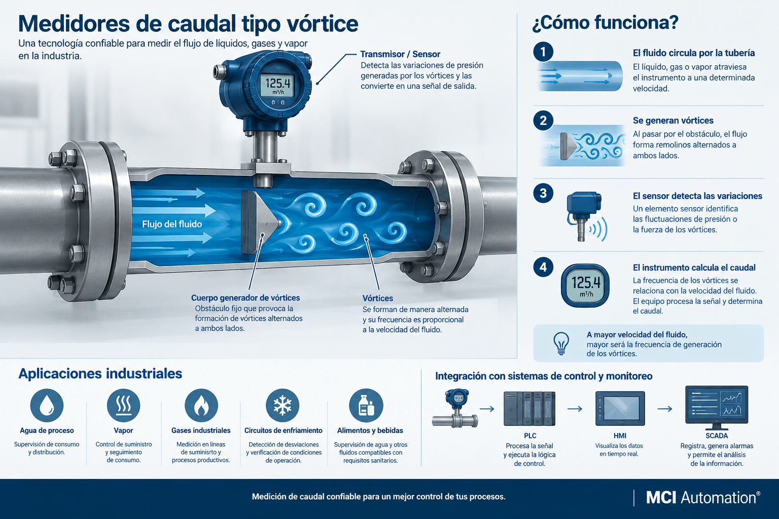 Medidores de caudal tipo vórtice