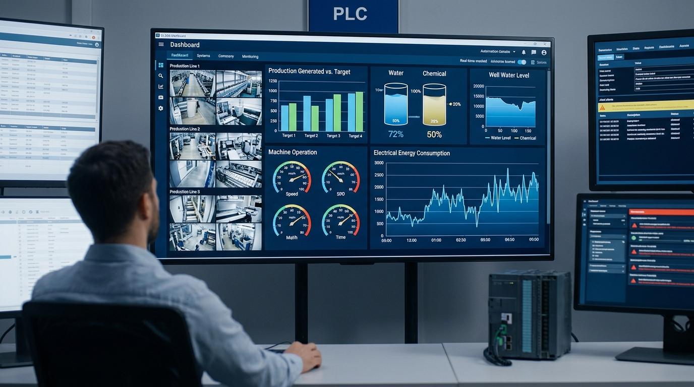 Integra señales, mediciones y alarmas de servicios industriales en un sistema centralizado para mejorar la supervisión, el diagnóstico y el seguimiento operativo.